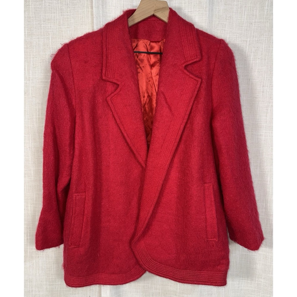 Vintage Samuel Martin Coat 80s Women's Red Fuzzy Wool Jacket Sz 10‎ Dressy